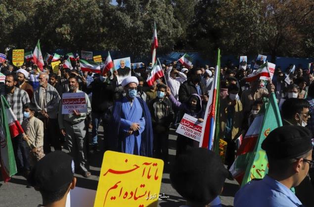 راهپیمایی مردم در محکومیت دولت های غربی در امور داخلی ایران