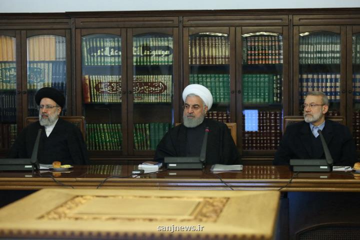 تصاویر روحانی، لاریجانی و رئیسی در یك جلسه اقتصادی